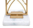 Portacandele Exy 10x10x35 cm in Ferro e Marmo Oro e Bianco