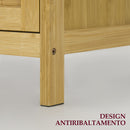 Credenza Mobile Soggiorno in Stile Boho 2 Ante in Rattan e Bambù 60x27x67,5 cm 