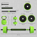 Set Pesi da Palestra 4 in 1 da 20kg Convertibile in Kettlebell 2 Manubri Bilanciere e Supporto Flessioni Verde      