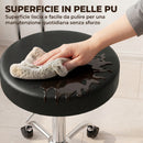 Sgabello con Ruote 35x41,5x88-100 cm Regolabile con Seduta Imbottita e Schienale in Ecopelle PU Nero      