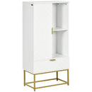 Mobiletto Bagno 60x30x120 cm in MDF e Acciaio Bianco