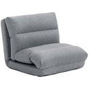 Poltrona da Terra Pieghevole 3 in 1 70x41x56 cm Trasformabile in Chaise Longue e Letto in Tessuto Effetto Lino Grigio      