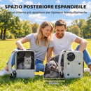 Trasportino per Cani e Gatti 34x28x43 cm con Ruote Manico Telescopico e 2 Finestre in Rete per Animali Fino a 5 kg Grigio      