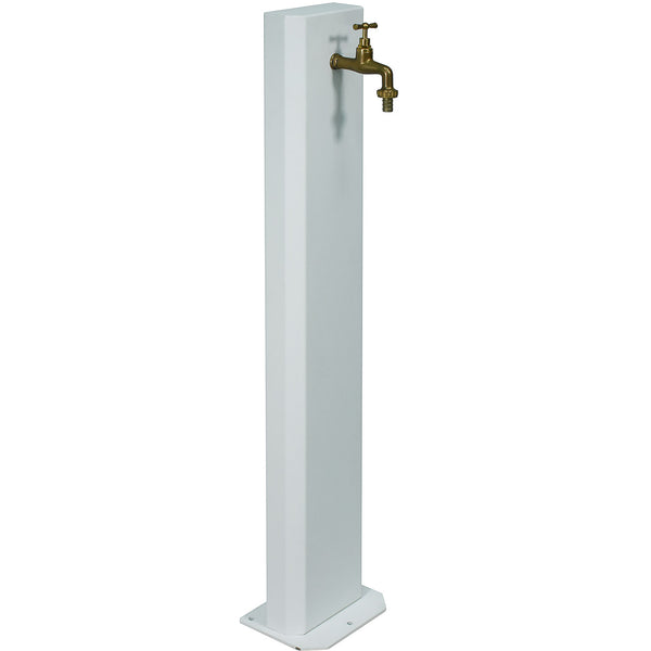 online Fontanella da Giardino con Rubinetto in Ottone 20x10x100 cm in Acciaio Bianco