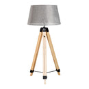 Lampada da Terra Design con Treppiede in Legno Altezza Regolabile Grigio 