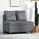 Poltrona Letto Singolo Schienale Reclinabile 98x69x65 cm Tessuto Effetto Lino Grigio Scuro 