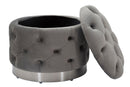 Puff Contenitore Rich Grigio Ø55x42 cm in Legno Spugna Poliestere e Acciaio Grigio