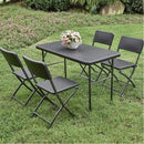 Set Tavolo e 4 Sedie Pieghevole Arredo Giardino in Polyrattan Nero      