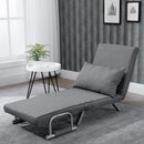 Poltrona Letto Singolo con Schienale Regolabile a 5 Livelli e Cuscino 65x69x80 cm in Tessuto Grigio Chiaro