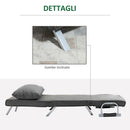 Poltrona Letto Singolo 65x69x80 cm Schienale Reclinabile su 5 Posizioni Nero   