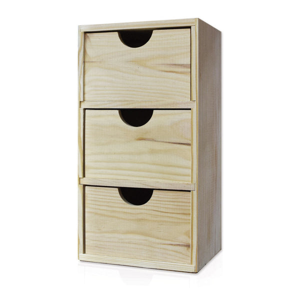 Cassettiera da Tavolo 3 Cassetti 32x17,1x14 cm in Legno di Pino Massello Naturale sconto