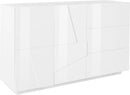 Credenza 2 Ante + 3 Cassetti 142,9x44,2x86 cm Ping Bianco Lucido