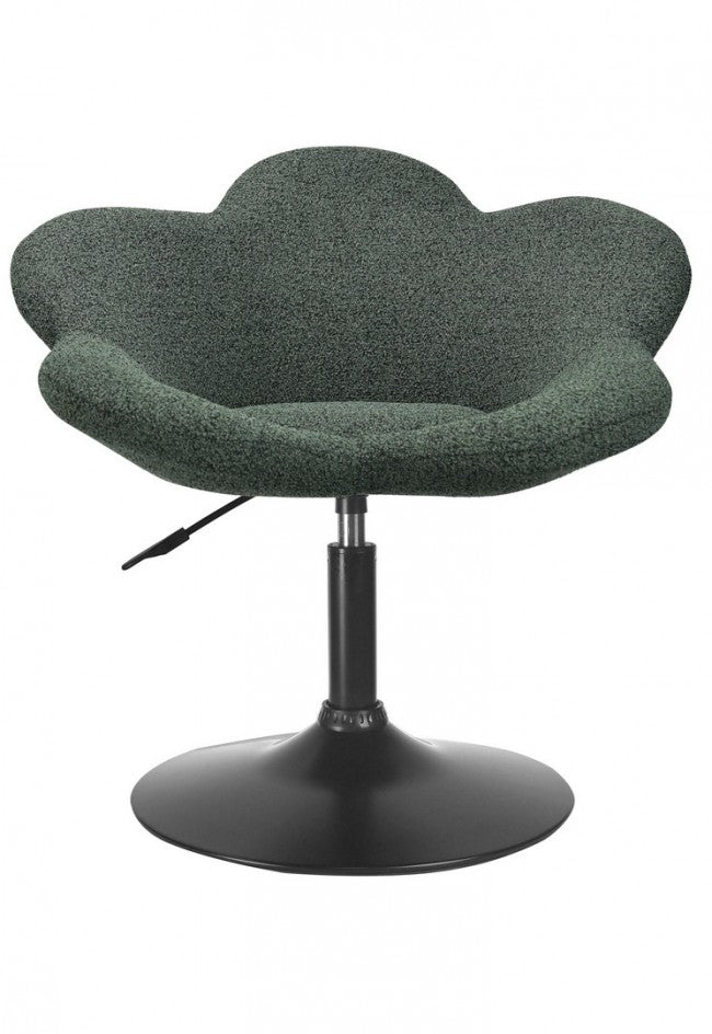 Set 2 Poltroncine da Soggiorno 69x55x69/81 cm in Schiuma Poliuretanica Fleur Nero-Verde Scuro