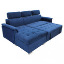 Divano Letto Derrick 234x148x84 cm in Tessuto Blu