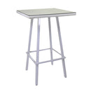 Tavolino Bar da Giardino in Polyrattan Quadrato 70x70x107cm Adila Bianca