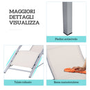 Set di 2 Lettini Prendisole 59x169x66 cm e Tavolino con Piano in Vetro Crema      
