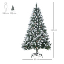 Albero di Natale Artificiale Innevato 150 cm 676 Rami con Pigne Apertura Automatica Verde