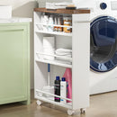 Carrello Portaoggetti Salvaspazio 50x16x80 cm per Cucina Bagno con Ruote Bianco