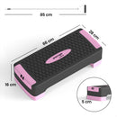 Stepper Fitness Regolabile su 2 Livelli 66x28x16 cm con 2 Bande di Resistenza Capacità 120 kg in ABS Rosa e Nero      