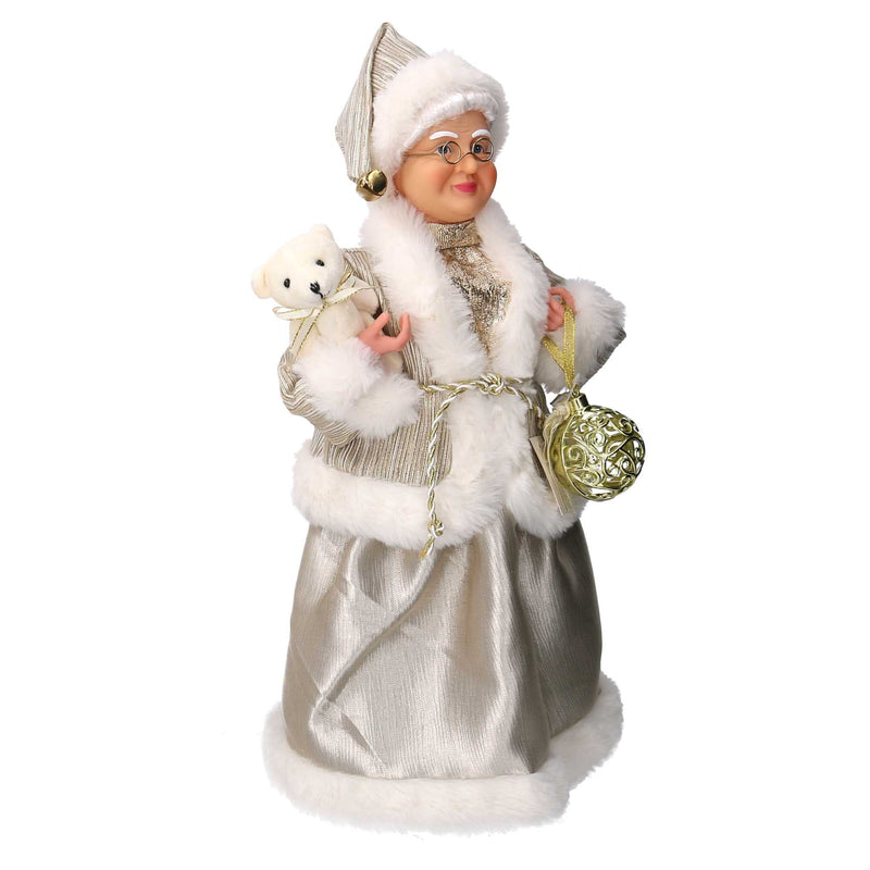 Babbo natale in tessuto signora oro cm xh45