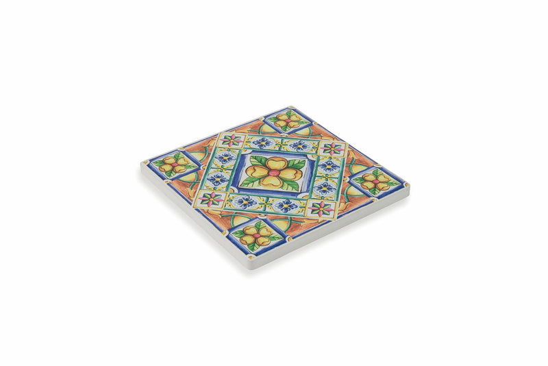 Set 6 Sottobicchieri Quadrati in Ceramica Fondo in Sughero 10x10 cm VdE Tivoli 1996 Costiera