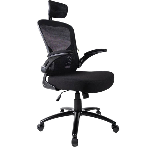 sconto Sedia Direzionale da Ufficio 62x63x119/129 cm Ergonomica con Braccioli Pieghevoli Certificata EN1335 Nera