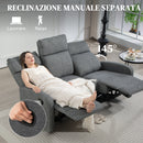Divano 3 Posti Reclinabile in maniera Indipendente 179x91x98 cm con Rivestimento in Ciniglia Grigio   