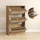 Scarpiera 3 Ante 18 Paia di Scarpe in Legno e Rattan 80x25x120 cm Marrone 