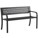 Panchina da Esterno 2 Posti 119x50x75 cm Telaio in Acciaio e Schienale in Plastica Nero      