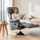 Poltrona Relax Girevole 78x80x109 cm Reclinabile 130° con Poggiapiedi Braccioli Svasati in Finta Pelle Grigio      