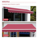 Tenda da Sole Avvolgibile a Parete 3x2.5m in Poliestere Rosso Bordeaux 