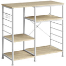 Scaffale da Cucina 90x39x83,5 cm con Ripiani con 5 Ganci Salvaspazio in Legno e Metallo Rovere      