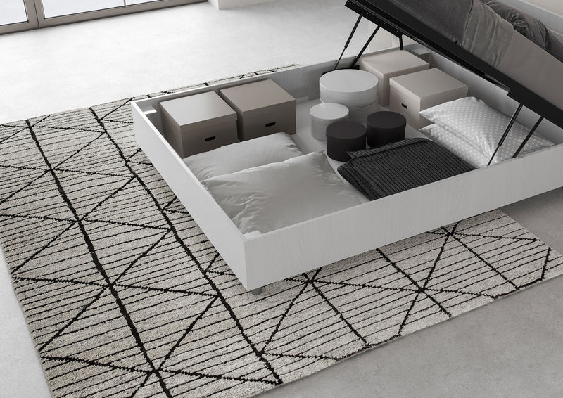 Letto Matrimoniale Francese Testata Inclinata in Nobilitato Demas Bianco Frassino Varie Misure