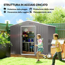 Casetta da Giardino 230x170 m con Prese d'Aria e Doppia Porta Scorrevole in Acciaio Effetto Legno      