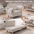 Poltrona Letto Singolo 2 in 1 Pieghevole Salvaspazio 94x63x89 cm con Cuscini in Tessuto Misto Crema      