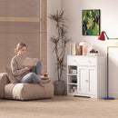 Mobiletto da Bagno da Terra 80x30x80,2 cm con Cassetto e Anta in Pannello Truciolare e MDF Bianco      