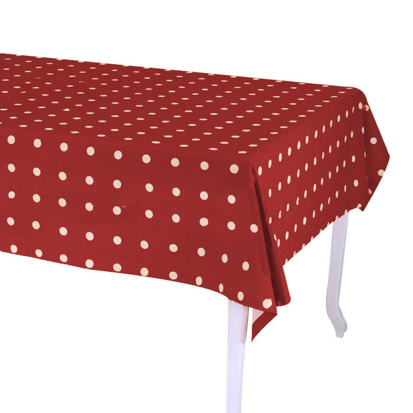 sconto Tovaglia Rettangolare 140x240 cm in Cotone 180 GSM Pop Pois Bordeaux