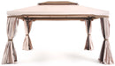 Gazebo da Giardino 3,6x4,8 m in Alluminio con Tende Cipro Ecrù