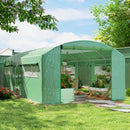 Serra a Tunnel 594x300x200 cm con 3 Porte Avvolgibili e 6 Finestre in Acciaio Zincato e PE Verde  
