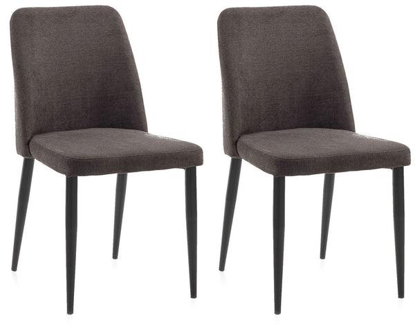 sconto Lot de 2 Chaises 46x52x87 cm en Microfibre Marron