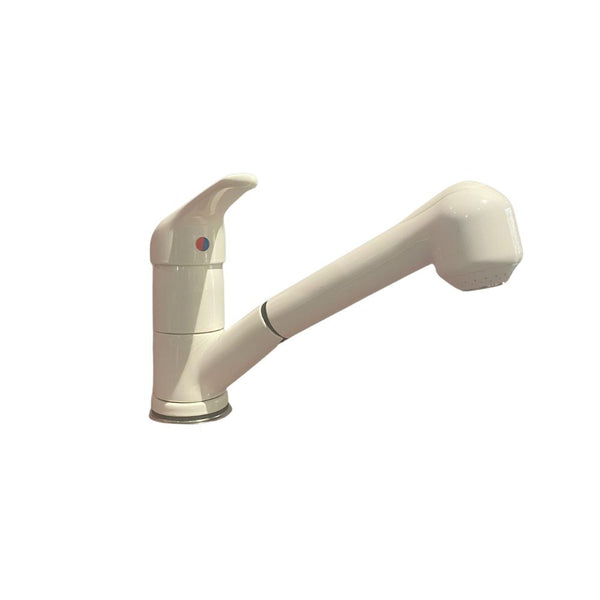 acquista Rubinetto Cucina Miscelatore Monocomando Doccetta Estraibile in Ottone Paini Mixo Bianco