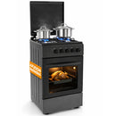 Cucina a Gas 86x50x50 cm Piano Cottura a 4 Fuochi da Esterno con Forno e Coprifuochi Nero       