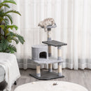 Albero Tiragraffi per Gatti di 3 livelli con Topolino Grigio 48x48x100 cm 
