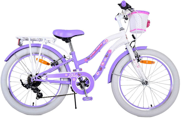 Bicicletta per Bambine 20" Freni Vbrake Cambio Shimano 7 Marce e Cavalletto con Cestino e Portapacchi Viola acquista