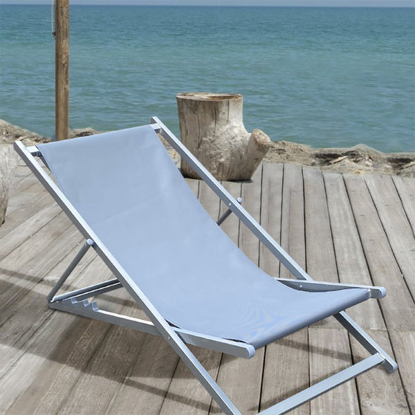 Chaise longue pliante à 3 positions en tissu Oxford gris fer et Matera online