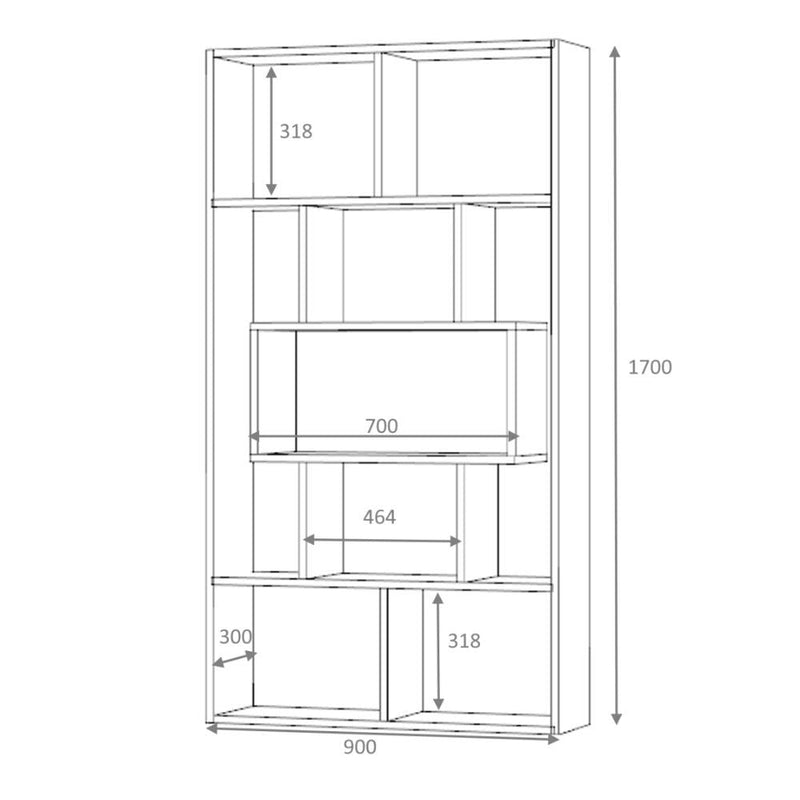 Libreria Face  90x30x170 cm grigio cemento