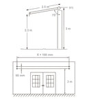Tenda da Sole Barra Quadra 2x2,5m Tessuto in Poliestere Marrone