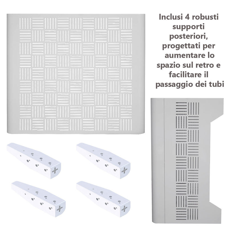 Copri Condizionatore da Esterno Large 105x65x95 cm in Acciaio Zincato Bianco