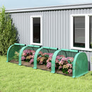 Serra a Tunnel 395x100x80 cm con 4 Porte in Acciaio e Plastica Impermeabile Anti UV Verde      