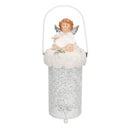 Lanterna metallo resina bianco con led angelo cm Ø11xh28/33